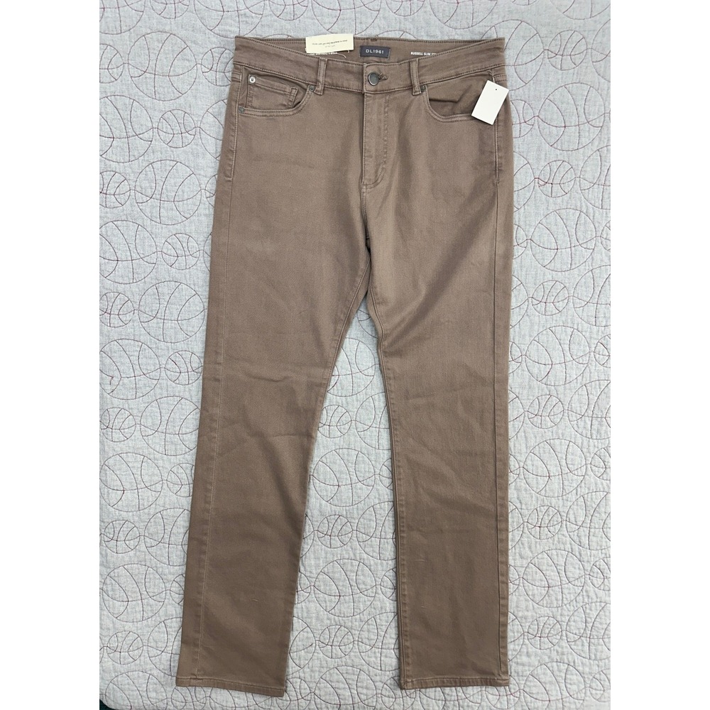 DL1961 Russell Slim Straight Pants Porcini Brown Stretch / Men's 33x34